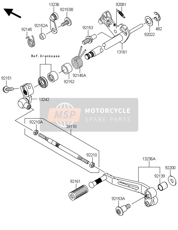 Kawasaki Z800 ABS-DEF 2014 Gear Change Mechanism for a 2014 Kawasaki Z800 ABS-DEF