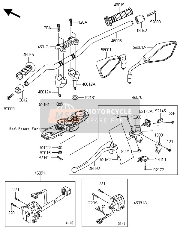 Kawasaki Z800 ABS-DEF 2014 Handlebar for a 2014 Kawasaki Z800 ABS-DEF