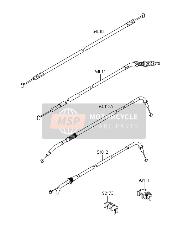 Kawasaki Z800 ABS-DEF 2014 Cables for a 2014 Kawasaki Z800 ABS-DEF