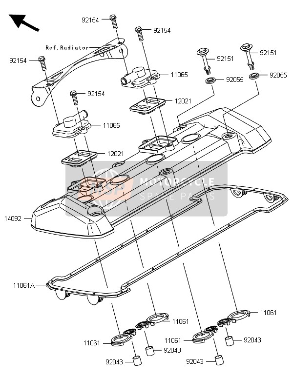 Kawasaki Z800E VERSION 2014 Cylinder Head Cover for a 2014 Kawasaki Z800E VERSION