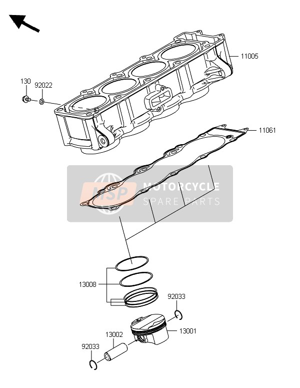 Kawasaki Z800E VERSION 2014 Cylinder & Piston(S) for a 2014 Kawasaki Z800E VERSION