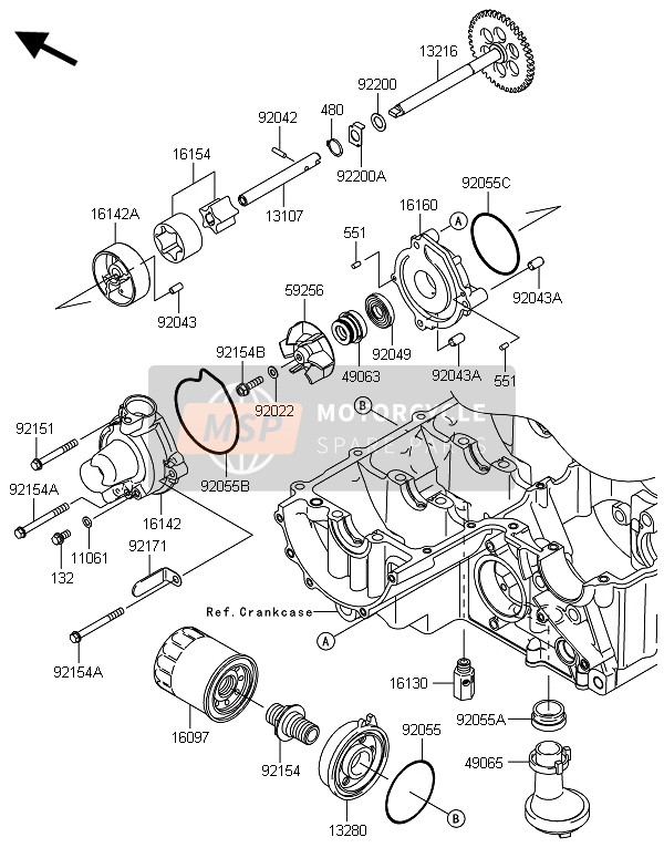 Kawasaki Z800E VERSION 2014 Bomba de aceite para un 2014 Kawasaki Z800E VERSION