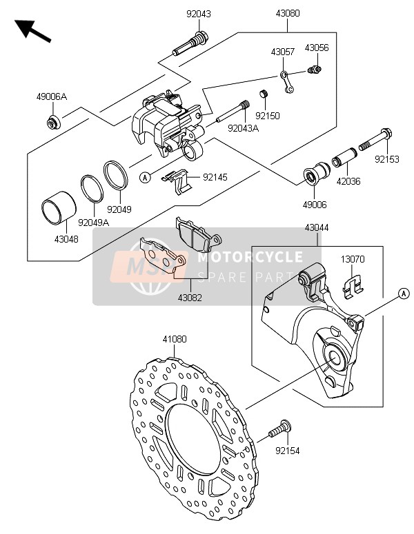 Kawasaki Z800E VERSION 2014 Rear Brake for a 2014 Kawasaki Z800E VERSION