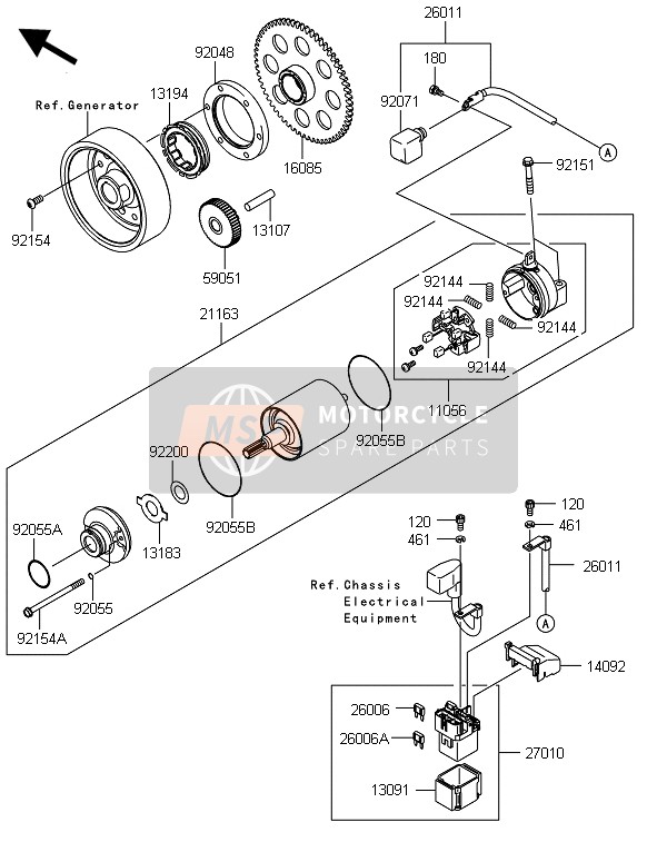 Kawasaki ZX1000SX 2014 Starter Motor for a 2014 Kawasaki ZX1000SX