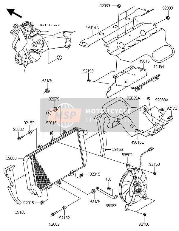 Kawasaki ZX1000SX 2014 Radiateur pour un 2014 Kawasaki ZX1000SX