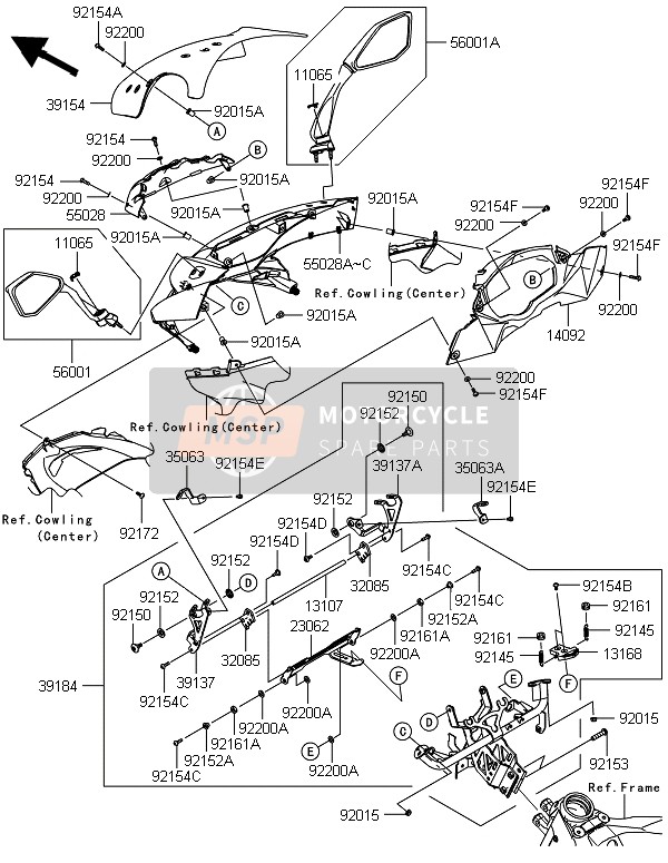 55028050717P, Cowling,Upp,C.L.Green, Kawasaki, 1