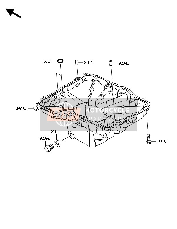 Kawasaki ZX1000SX ABS 2014 Oil Pan for a 2014 Kawasaki ZX1000SX ABS