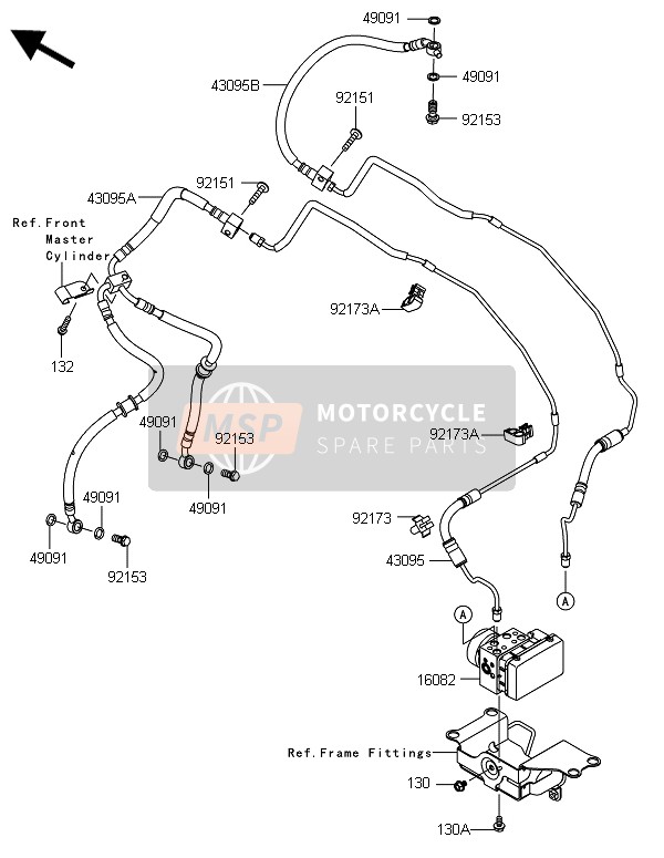 Kawasaki ZX1000SX ABS 2014 Brake Piping for a 2014 Kawasaki ZX1000SX ABS