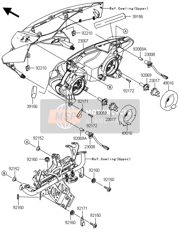 Kawasaki ZX1000SX ABS 2014 Faro(S) per un 2014 Kawasaki ZX1000SX ABS