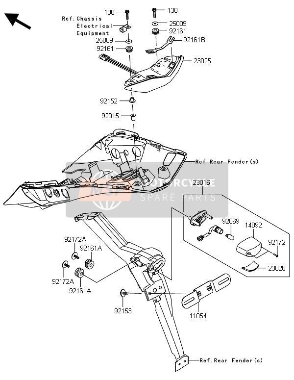 Kawasaki ZX1000SX ABS 2014 RÜCKLICHT(ER) für ein 2014 Kawasaki ZX1000SX ABS