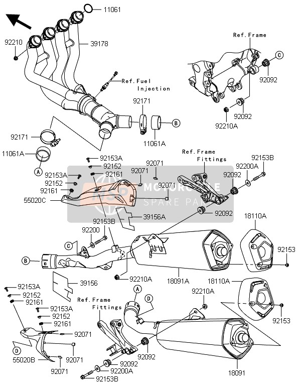 181100166, Body END-MUFFLER, Kawasaki, 1