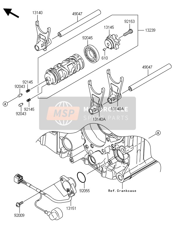 Kawasaki ZZR1400 ABS 2014 Gear Change Drum & Shift Fork(S) for a 2014 Kawasaki ZZR1400 ABS