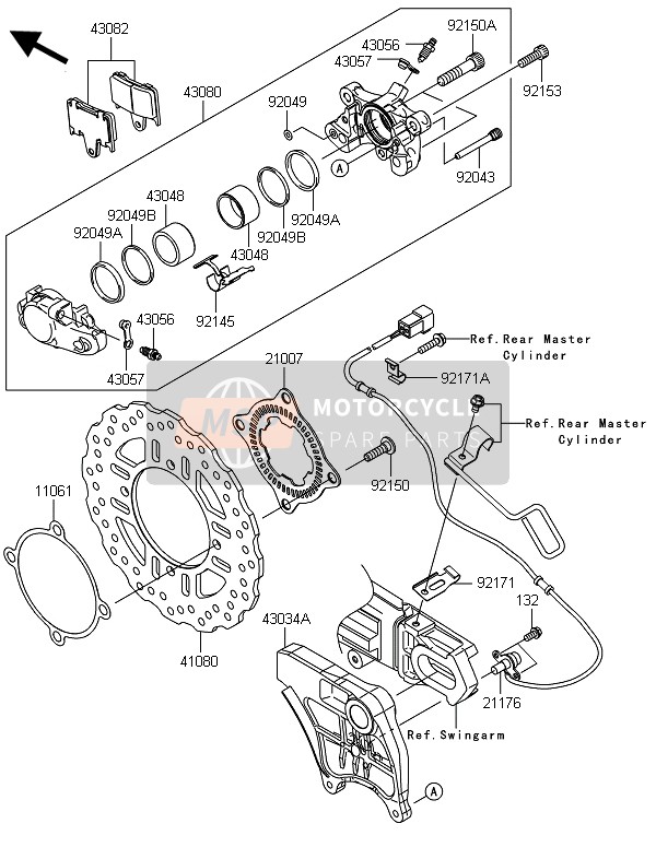 430340091, HOLDER-BRAKE,Rear Caliper, Kawasaki, 3