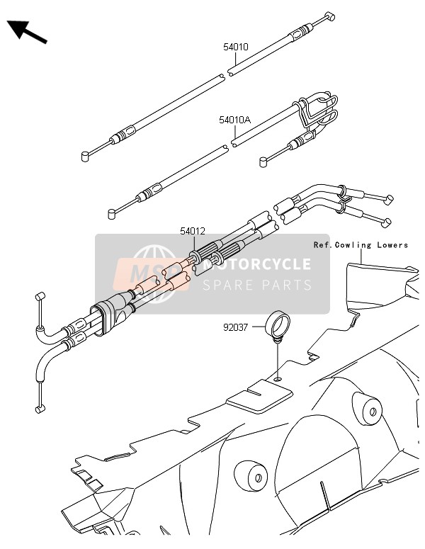 Kawasaki ZZR1400 ABS 2014 Kabels voor een 2014 Kawasaki ZZR1400 ABS