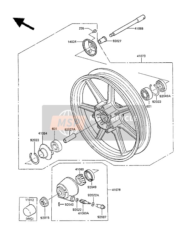 410681189, Axle,Fr, Kawasaki, 2