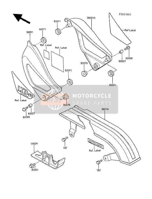 Kawasaki LTD450 1985 Couvertures latérales pour un 1985 Kawasaki LTD450