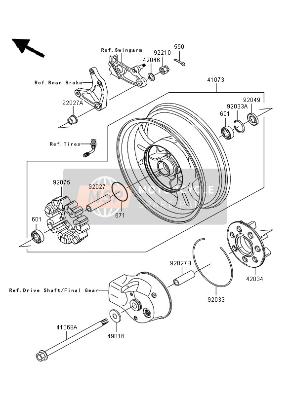 Kawasaki VN1600 MEAN STREAK 2006 Rear Hub for a 2006 Kawasaki VN1600 MEAN STREAK