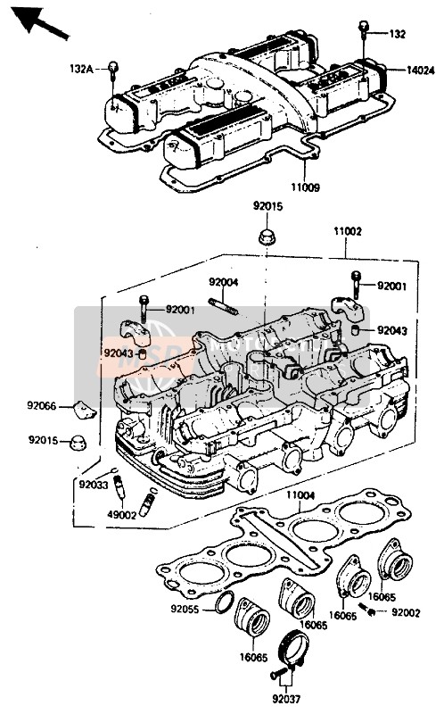 921701438, Brida Admision Culata, Kawasaki, 1