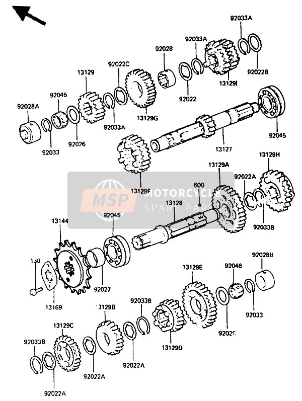 131291602, Gear, Output Top, 23T, Kawasaki, 0