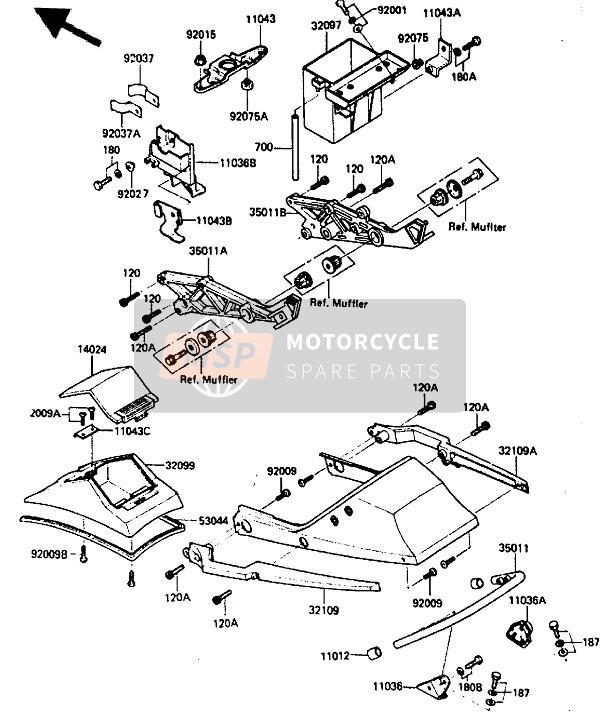 Kawasaki GPZ400A 1985 Compartiment des piles pour un 1985 Kawasaki GPZ400A