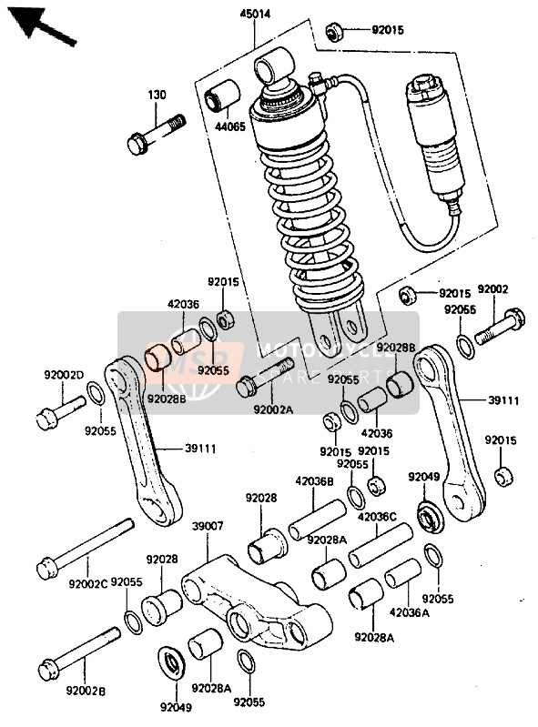 Kawasaki GPZ400A 1985 Sospensione & Ammortizzatore per un 1985 Kawasaki GPZ400A