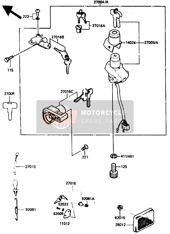 210075039, Rotor,Lock,Tank Cap, Kawasaki, 3