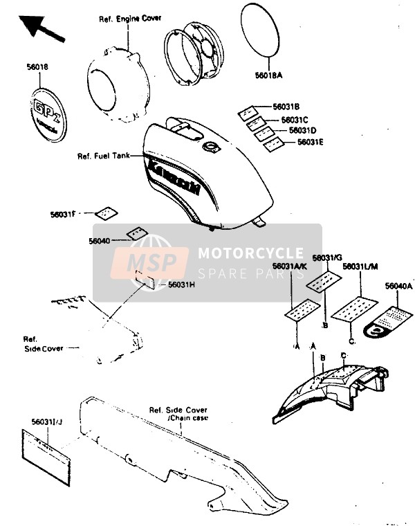 560181406, Mark, Generator Cover, Gpz, Kawasaki, 0