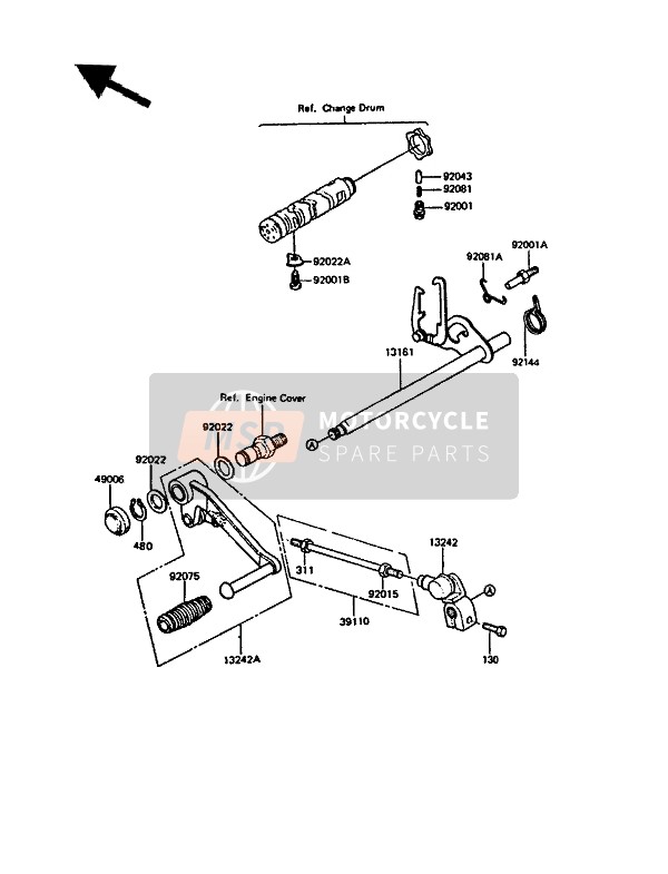 Kawasaki GPZ550 1985 SCHALTMECHANISMUS für ein 1985 Kawasaki GPZ550