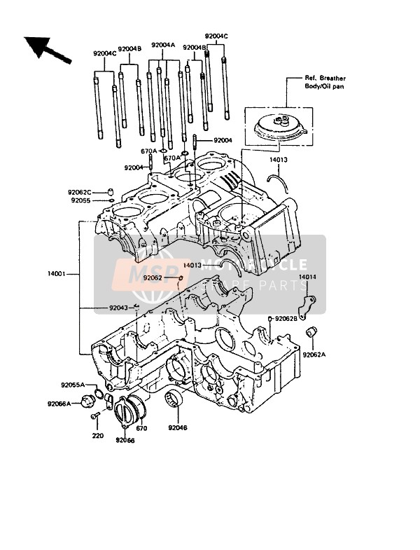 Kawasaki GPZ550 1985 Crankcase for a 1985 Kawasaki GPZ550