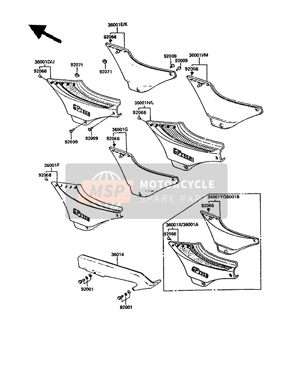 360015356F2, COVER-SIDE,Lh,G.Silver, Kawasaki, 0