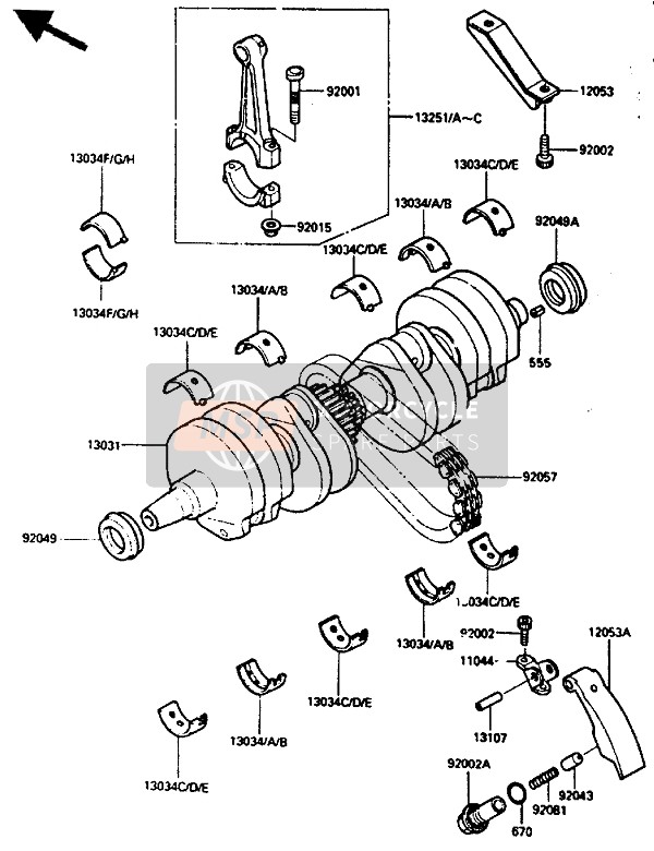 130341017, Metal,Crankshaft,Black, Kawasaki, 0