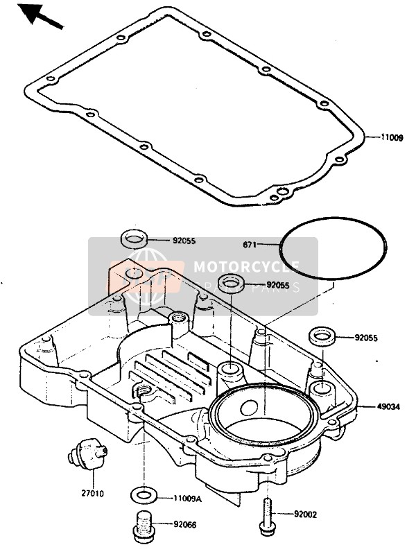 Kawasaki GPZ600 1985 Oil Pan for a 1985 Kawasaki GPZ600