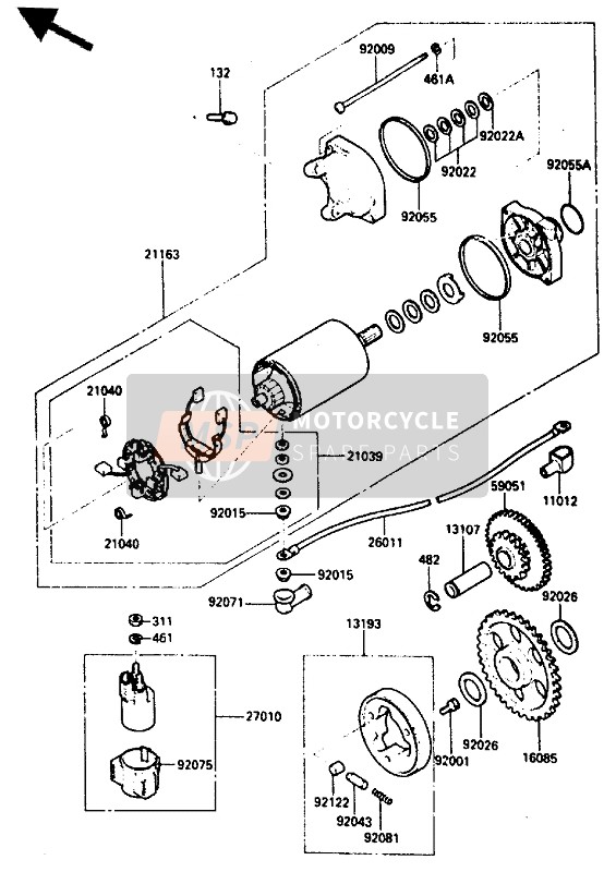 Kawasaki GPZ600 1985 Motor de arranque para un 1985 Kawasaki GPZ600