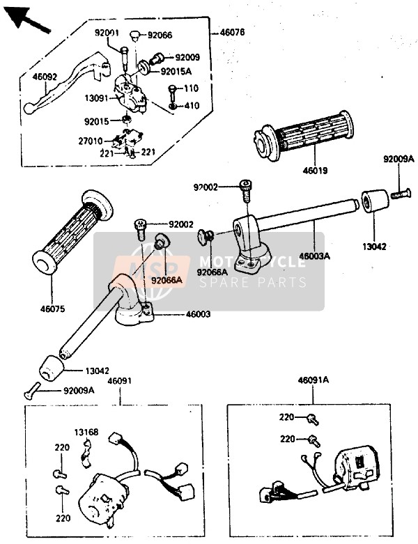 460191059, GRIP-ASSY,Throttle, Kawasaki, 0