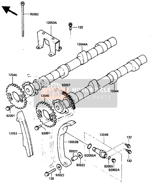 Kawasaki GPZ750R 1985 Camshaft & Tensioner for a 1985 Kawasaki GPZ750R