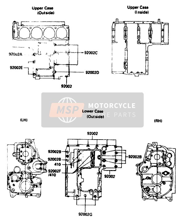 Kawasaki GPZ750R 1985 Crankcase Bolt Pattern for a 1985 Kawasaki GPZ750R