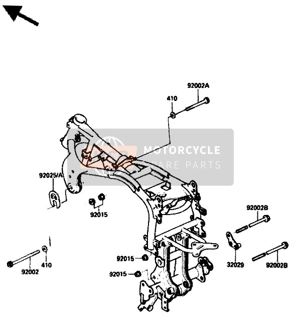 Kawasaki GPZ750R 1985 Montaggio del telaio per un 1985 Kawasaki GPZ750R