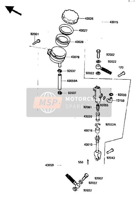 Kawasaki GPZ750R 1985 Rear Master Cylinder for a 1985 Kawasaki GPZ750R