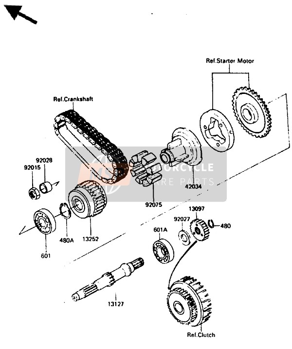 Kawasaki GPZ750 1985 Secondary Shaft for a 1985 Kawasaki GPZ750