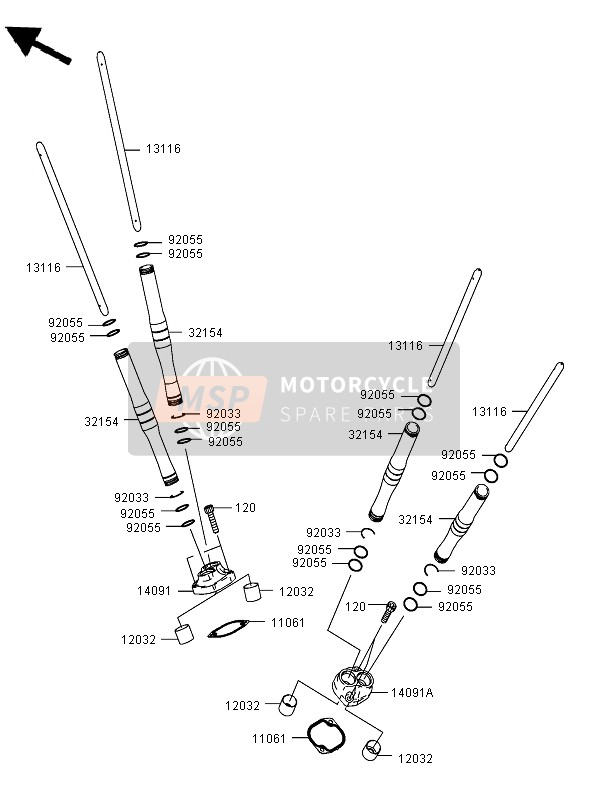 Kawasaki VN2000 2006 Push Rod for a 2006 Kawasaki VN2000