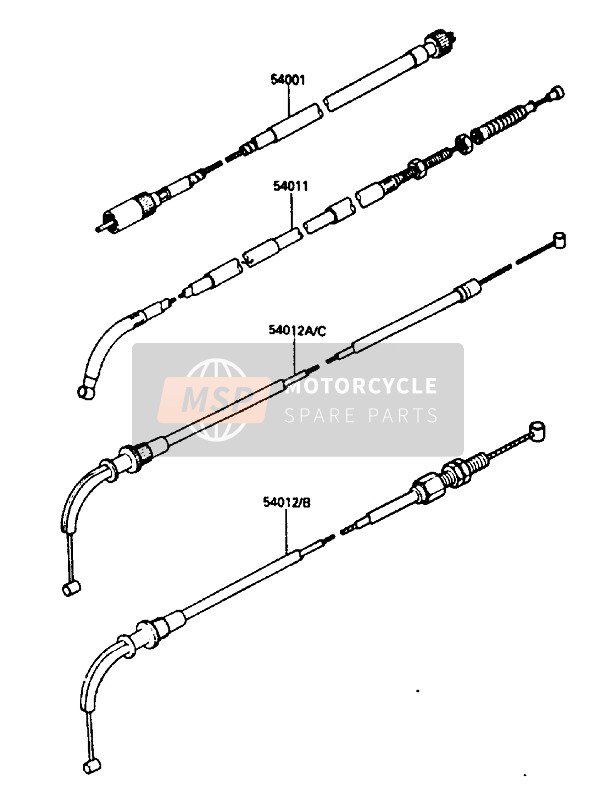 Kawasaki GPZ750 1985 Kabel voor een 1985 Kawasaki GPZ750