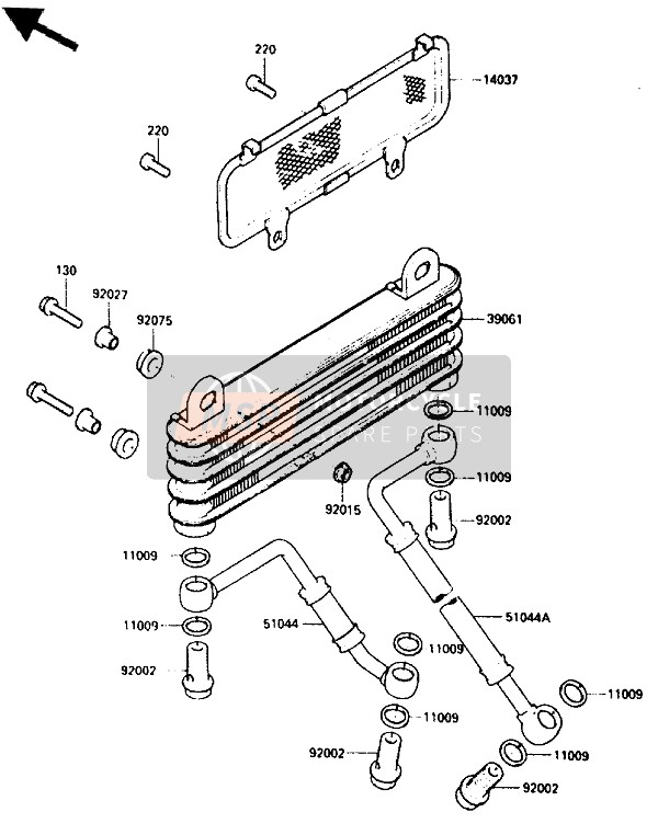 Kawasaki GPZ900R 1985 Oil Cooler for a 1985 Kawasaki GPZ900R