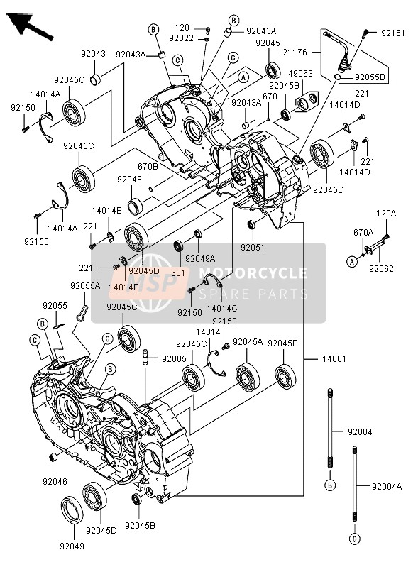 Kawasaki VN2000 2006 Carter per un 2006 Kawasaki VN2000