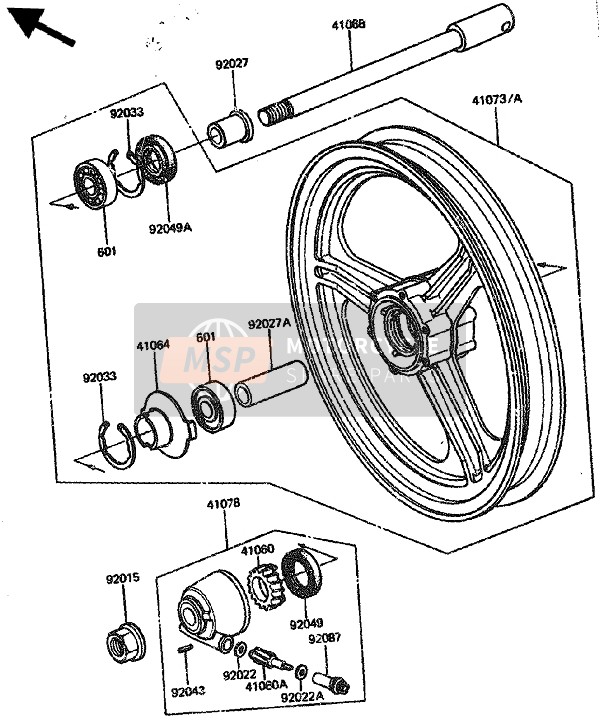 Kawasaki GPZ1100 1985 Front Hub for a 1985 Kawasaki GPZ1100