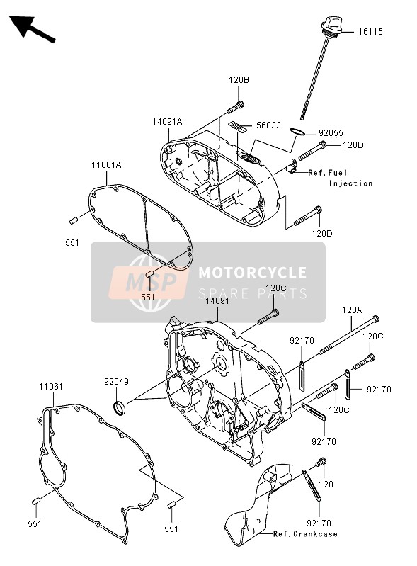 Kawasaki VN2000 2006 RECHTE MOTORHAUBE für ein 2006 Kawasaki VN2000