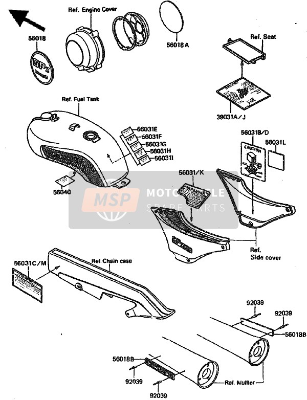 Kawasaki GPZ1100 1985 Label for a 1985 Kawasaki GPZ1100