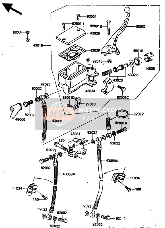 Kawasaki ZN1300 1985 Front Master Cylinder for a 1985 Kawasaki ZN1300