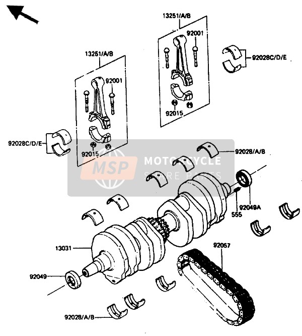 Kawasaki ZX750 1985 Crankshaft for a 1985 Kawasaki ZX750