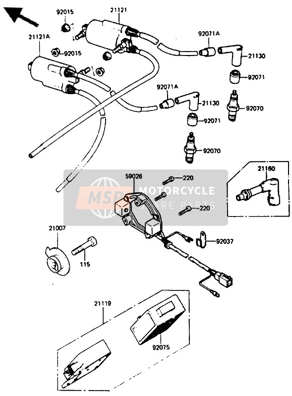 Kawasaki ZX750 1985 Ignition Coil for a 1985 Kawasaki ZX750