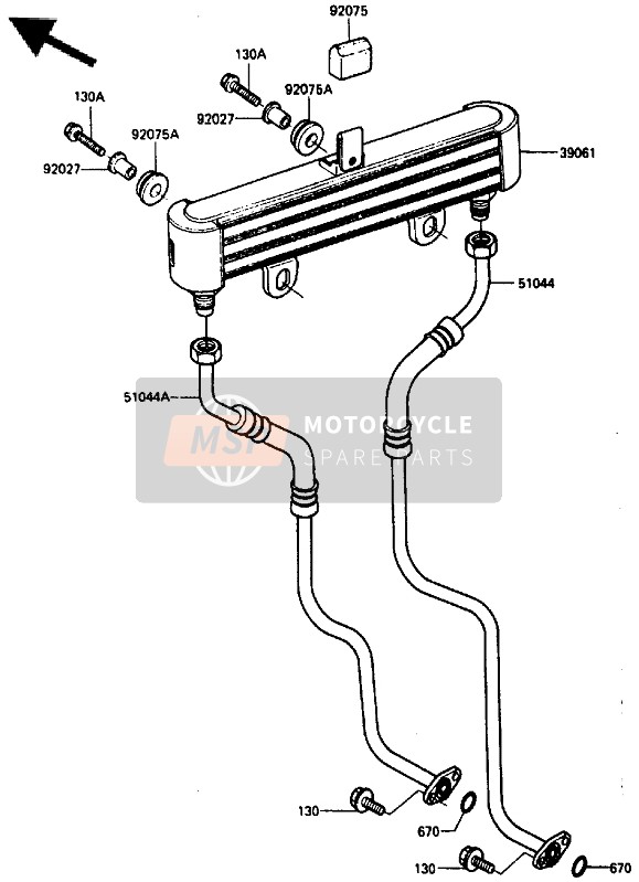 Kawasaki ZX750 1985 Oil Cooler for a 1985 Kawasaki ZX750